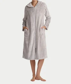 Plush Long Sleeve 47" Shawl Collar Zip Robe