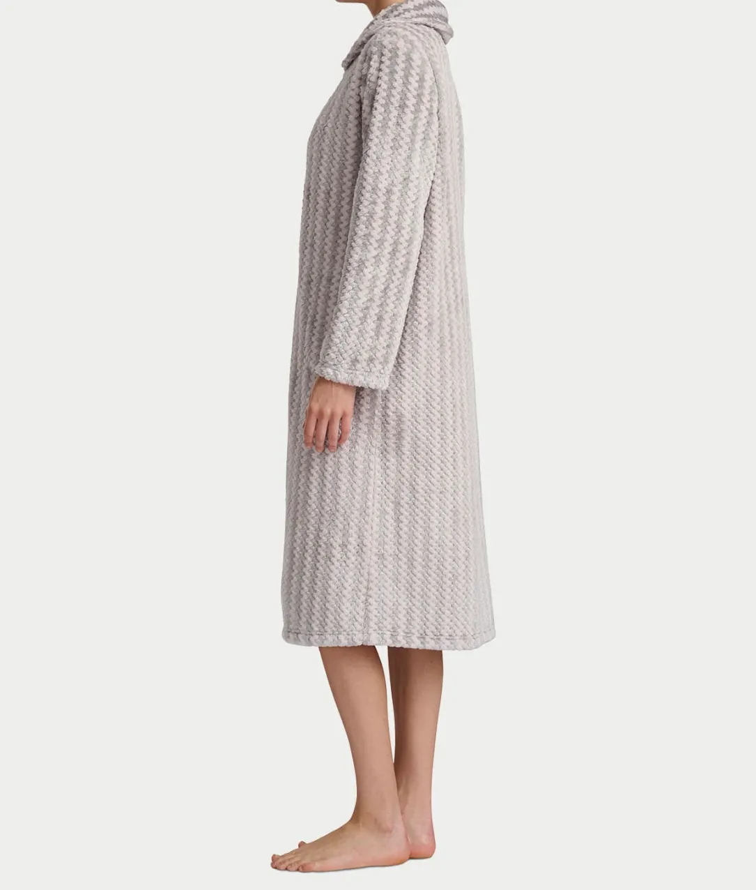 Plush Long Sleeve 47" Shawl Collar Zip Robe
