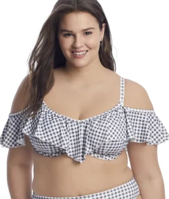 Plus Size Checkmate Ruffle Underwire Bikini Top