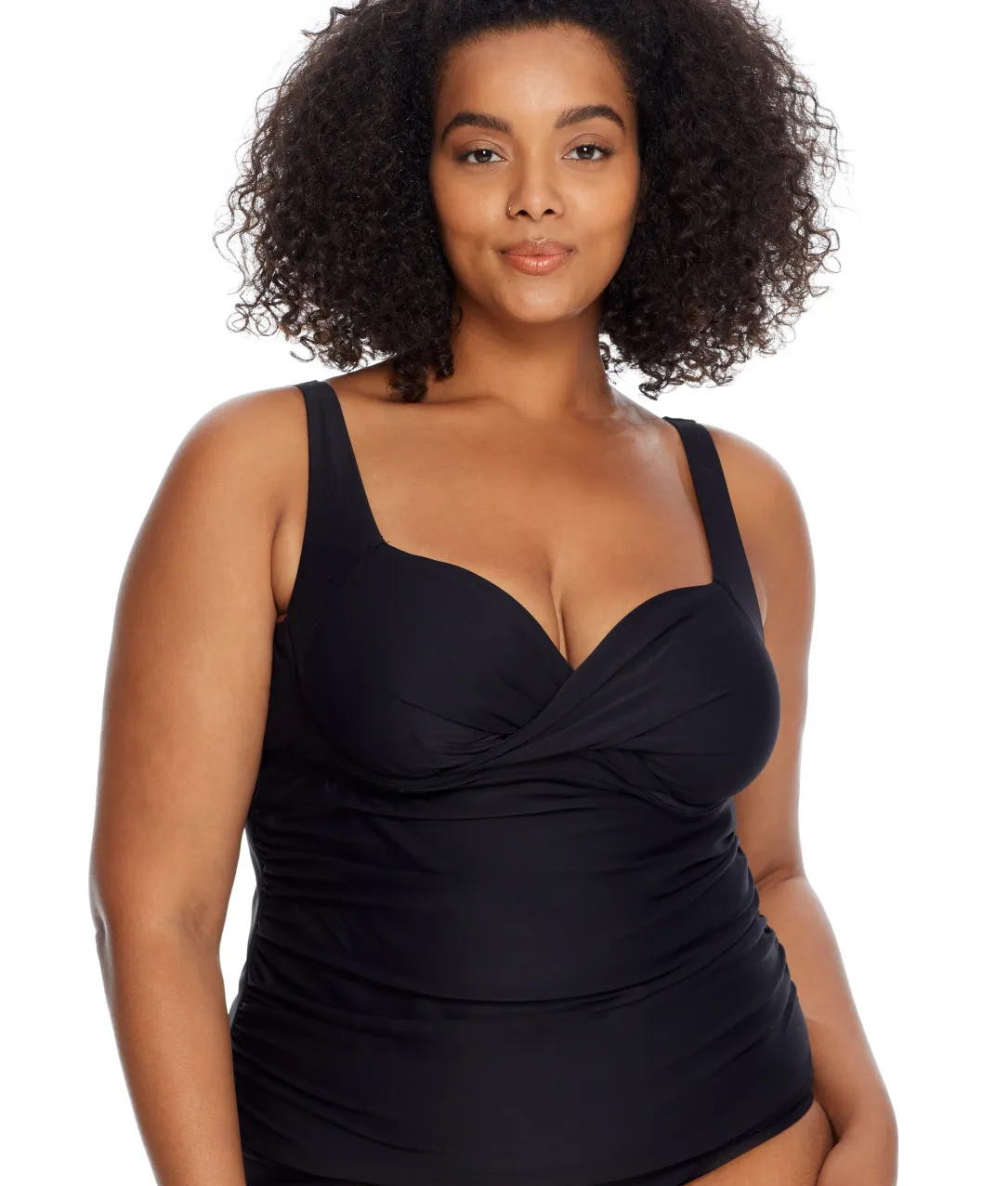 Plus Size Eco Onyx Shirred Underwire Tankini Top