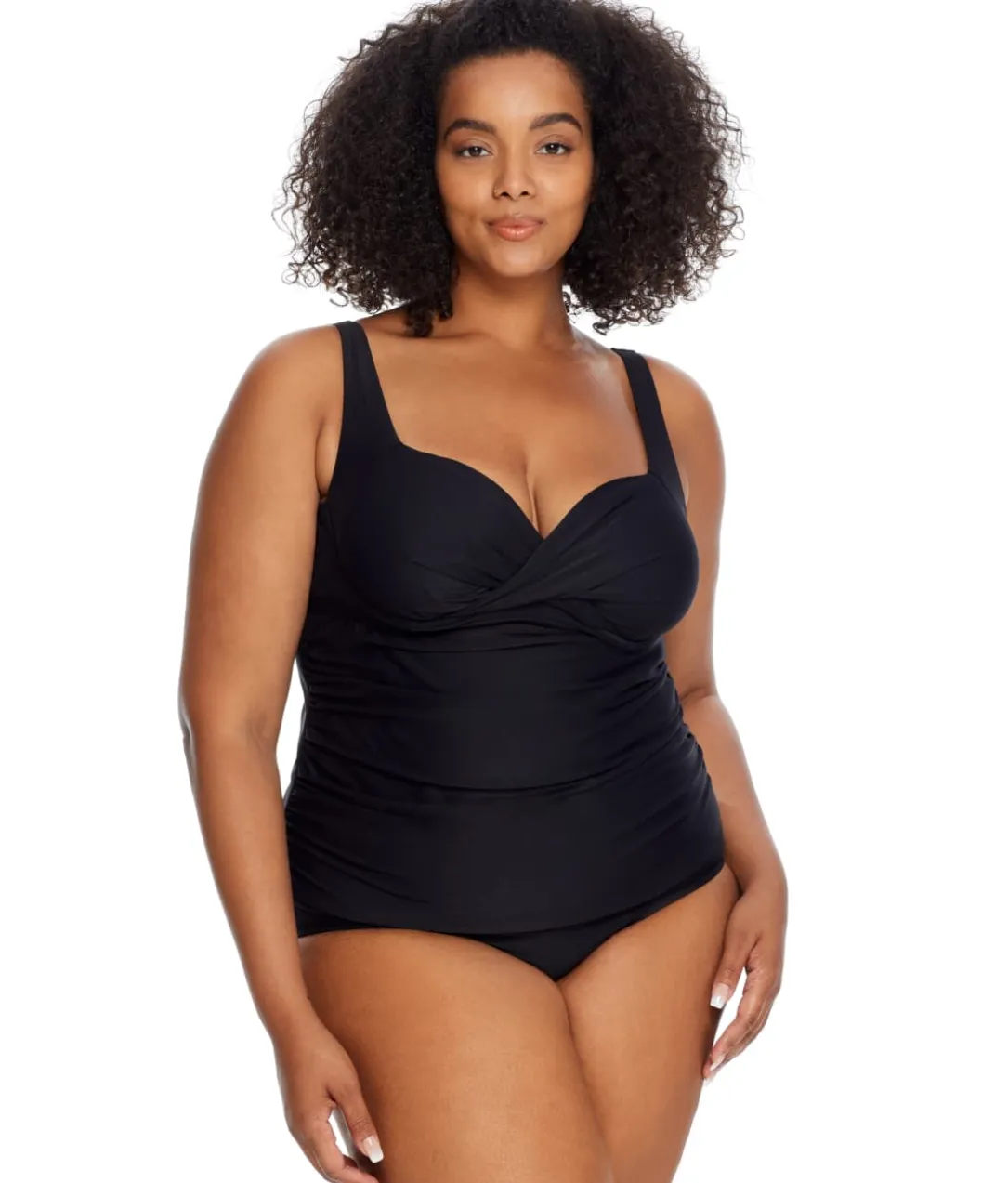 Plus Size Eco Onyx Shirred Underwire Tankini Top