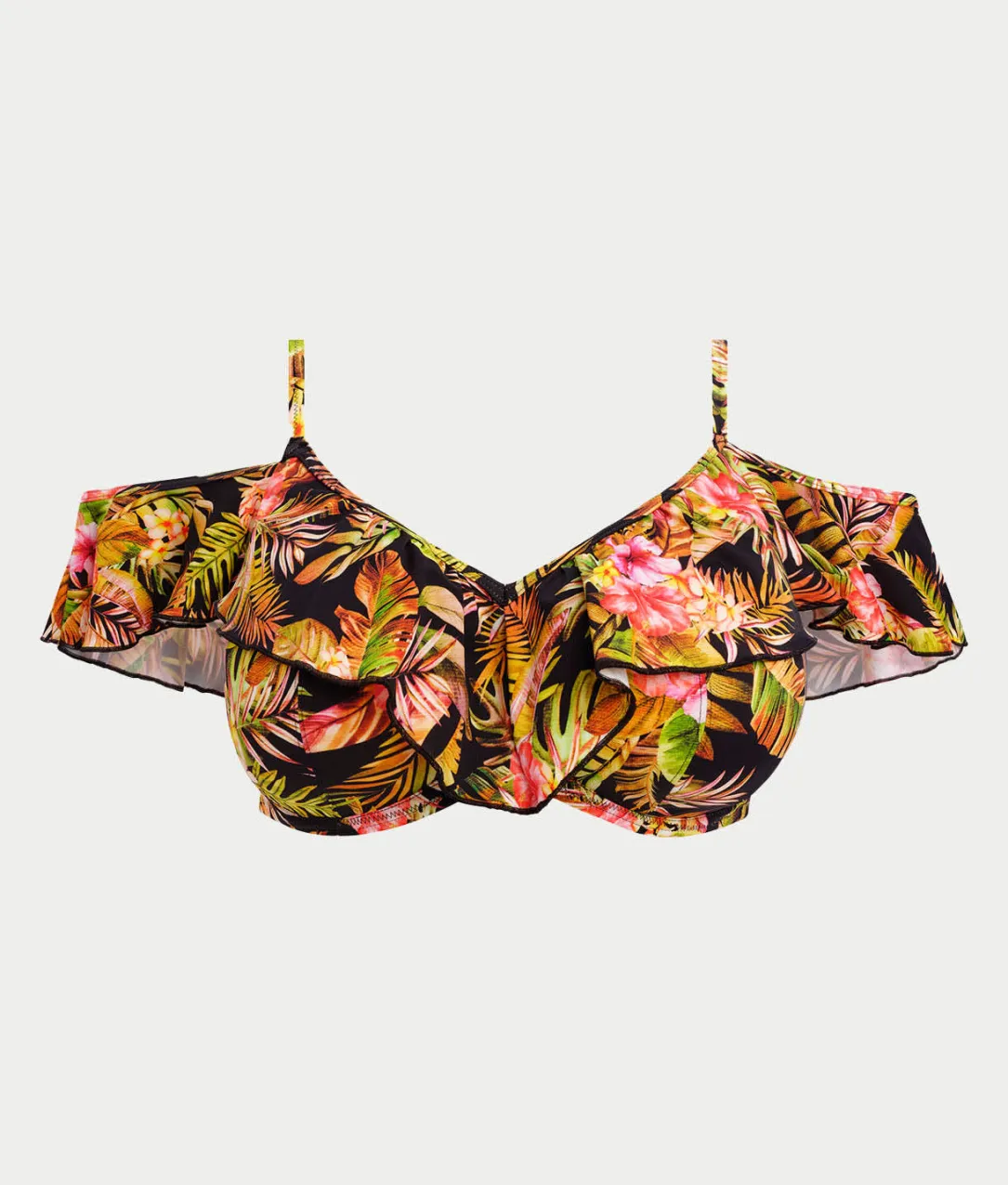 Plus Size Tiger Valley Ruffle Underwire Bikini Top
