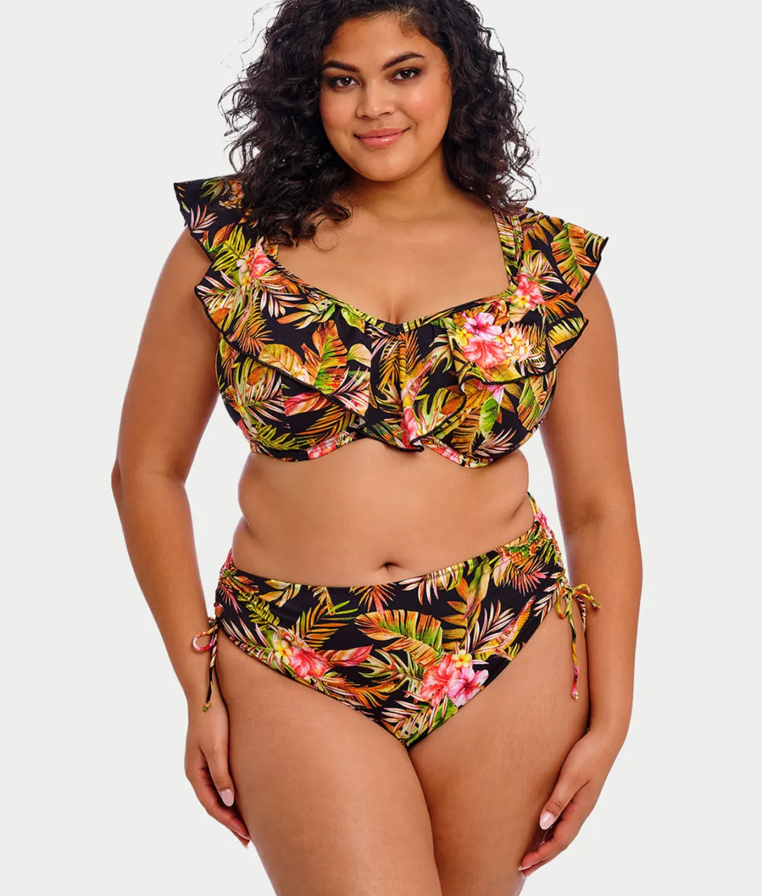 Plus Size Tiger Valley Ruffle Underwire Bikini Top
