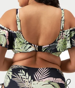 Plus Size Tropical Retreat Ruffle Bikini Top