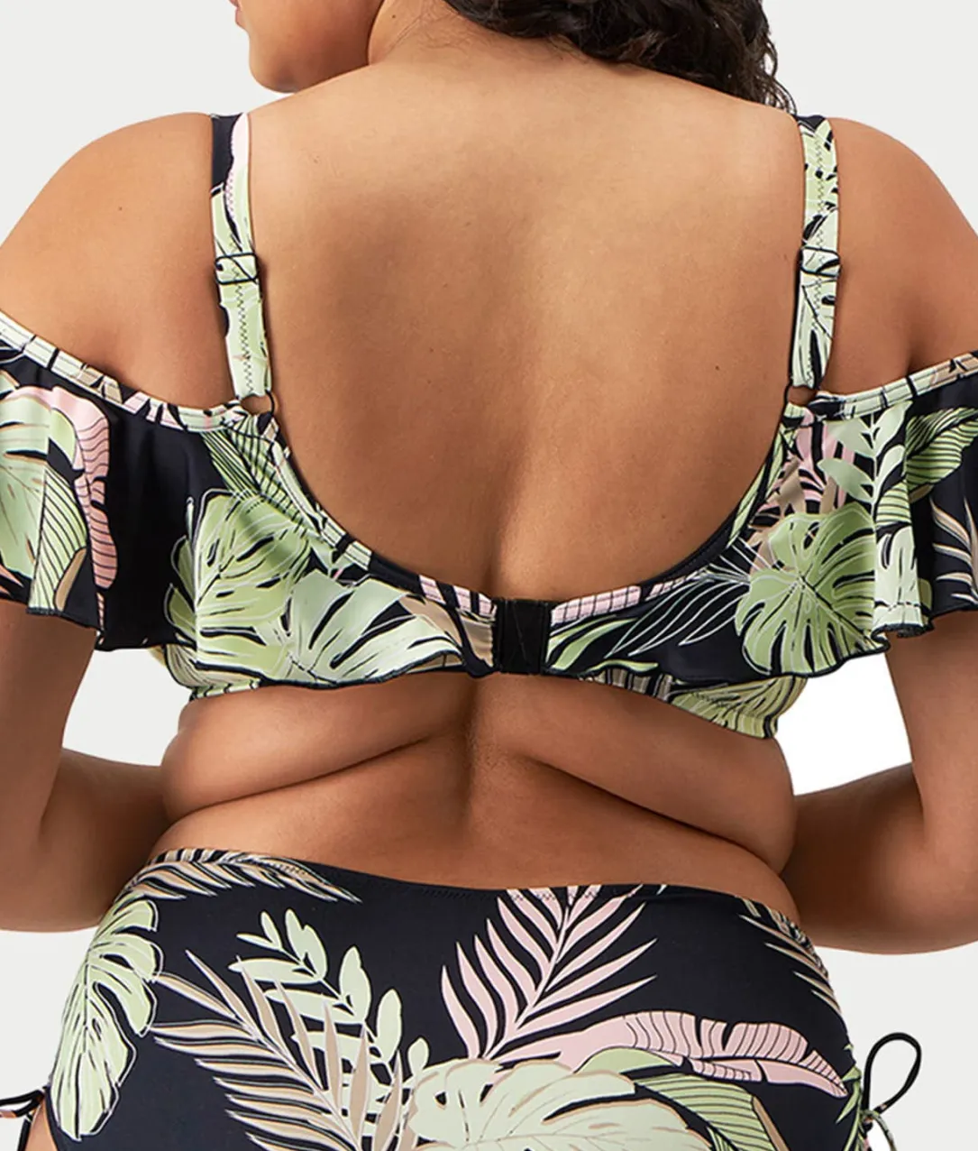 Plus Size Tropical Retreat Ruffle Bikini Top