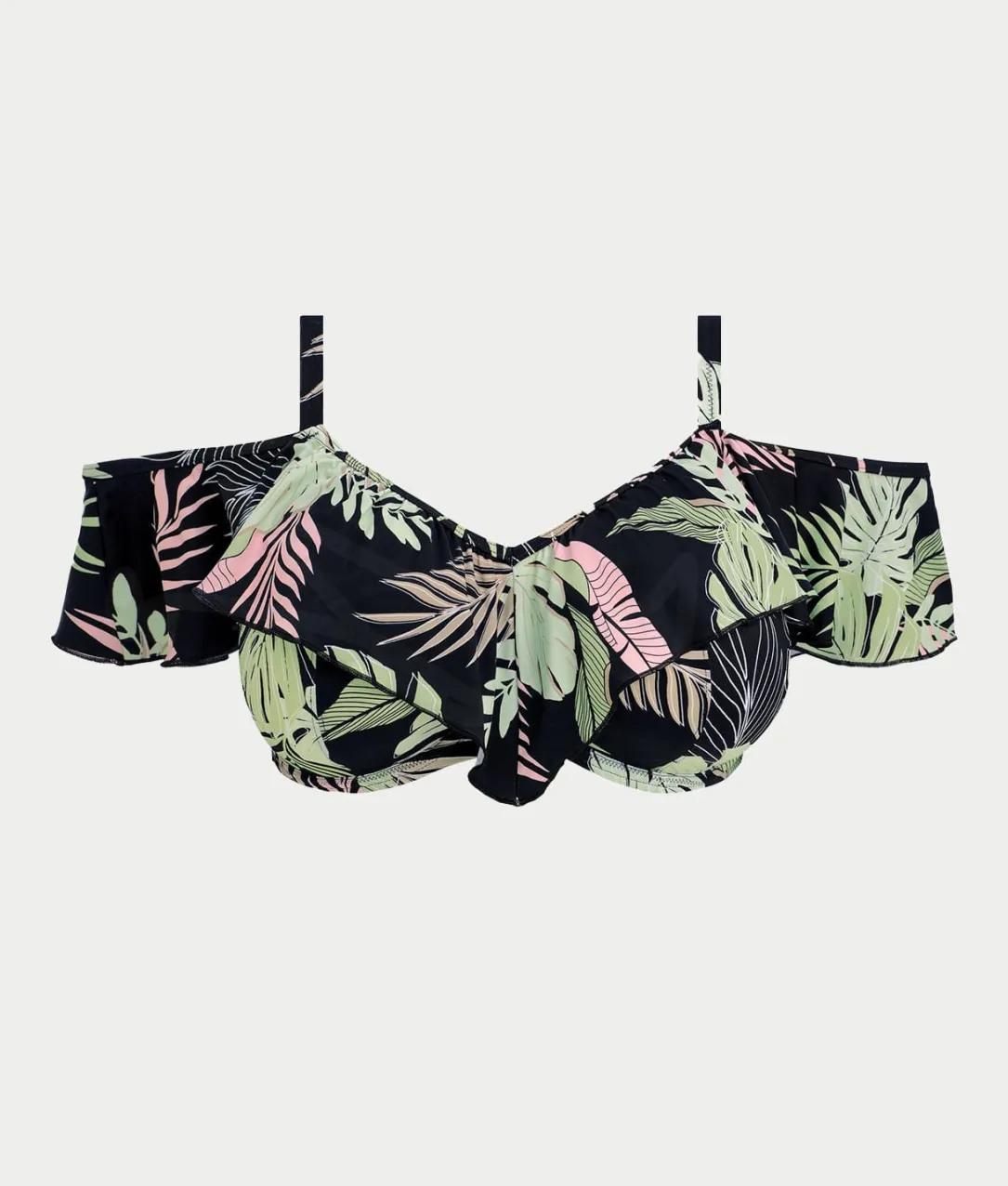 Plus Size Tropical Retreat Ruffle Bikini Top