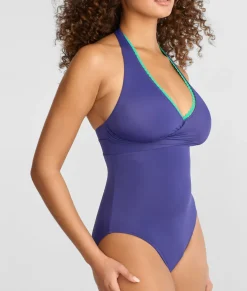 Ric Rac Plunge Halter One-Piece Swimsuit