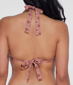 Ring-Front Triangle Halter Bikini Top
