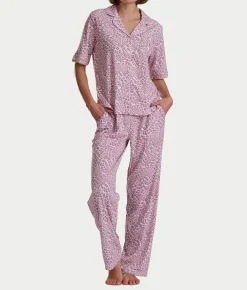 Romantic Fields Notch Collar Pajama Set with Lace