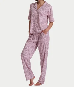 Romantic Fields Notch Collar Pajama Set with Lace