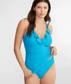 Ruffle Halter Underwire Tankini Top