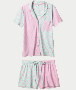 Secret Garden Striped Floral Knit Pajama Set