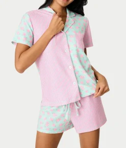 Secret Garden Striped Floral Knit Pajama Set