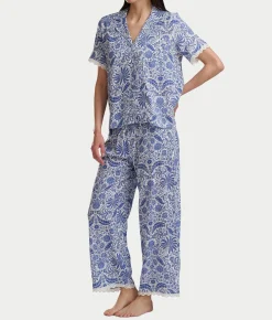 Short Sleeve Knit Top & Cropped Pajama Set