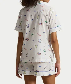 Short Sleeve Woven Pajama Set