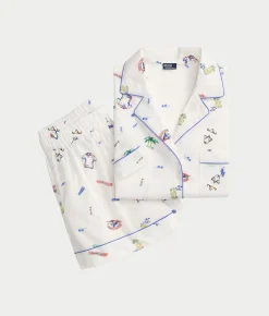 Short Sleeve Woven Pajama Set