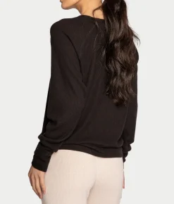 Textured Essentials Ribbed Long Sleeve Knit Top