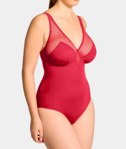 The Slimming Underwire Mesh Plunge One-Piece