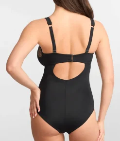 The Slimming Underwire Mesh Plunge One-Piece