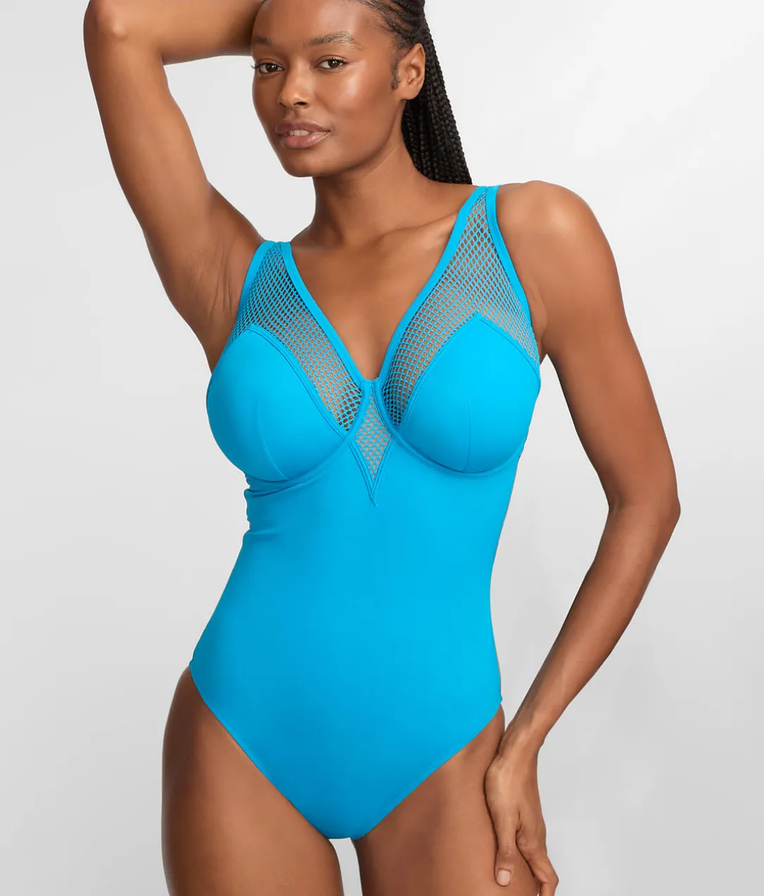 The Slimming Underwire Mesh Plunge One-Piece