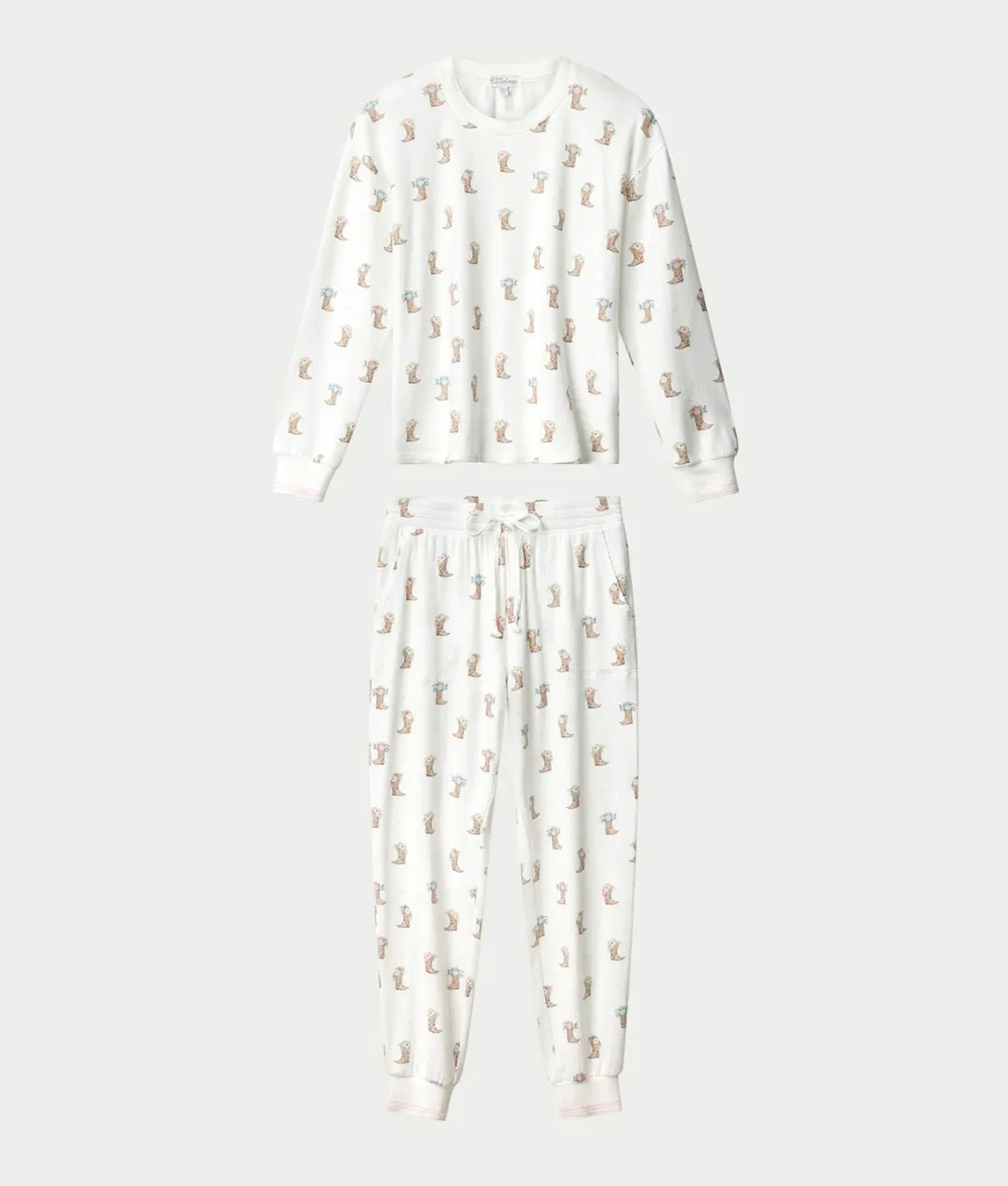 Western Blooms Boot Bouquet Knit Pajama Set