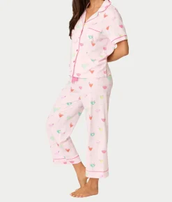 Whimsy Sip Happens Cropped Pajama Set